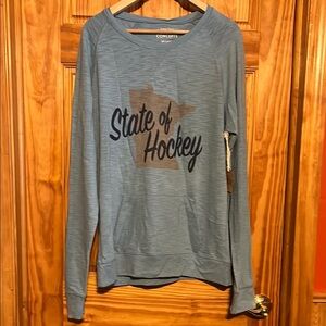 Signature Concepts Blue Long Sleeve State of Hockey Shirt. NWT